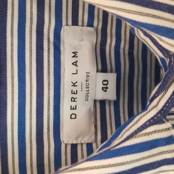 💕DEREK LAM💕 Blue Pin Stripe Shirtdress ~ Blue White 40 EUC Minimalist Chic - Picture 12 of 13